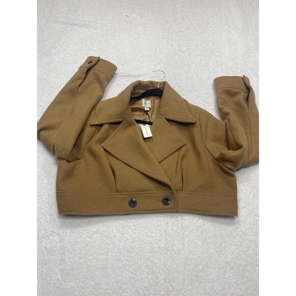 Anthropologie Maeve Ultra Cropped Trench Coat Honey Preppy Retro Size XL NWT - Picture 2 of 10